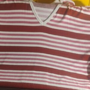 Striped Women's  Shirt - Red Pink and White